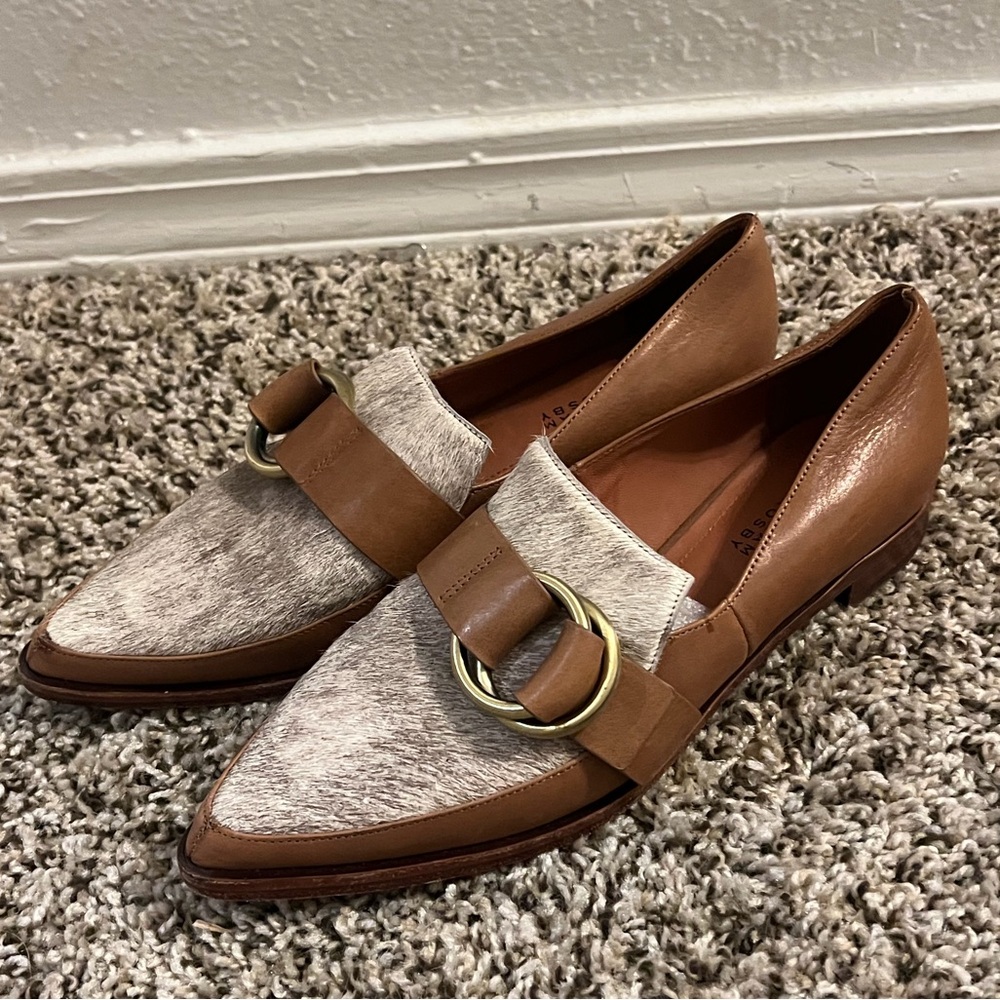 Women’s Derek Lam 10 Crosby Dede Calf Hair & Brown Leather Loafers 7.5